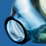 Vase aus mundgeblasenem Glas<br> Bernsteinblau